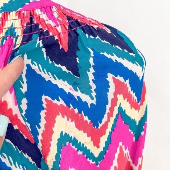 Lilly Pulitzer Chevron Elsa Silk Top Blouse - Picture 3 of 3
